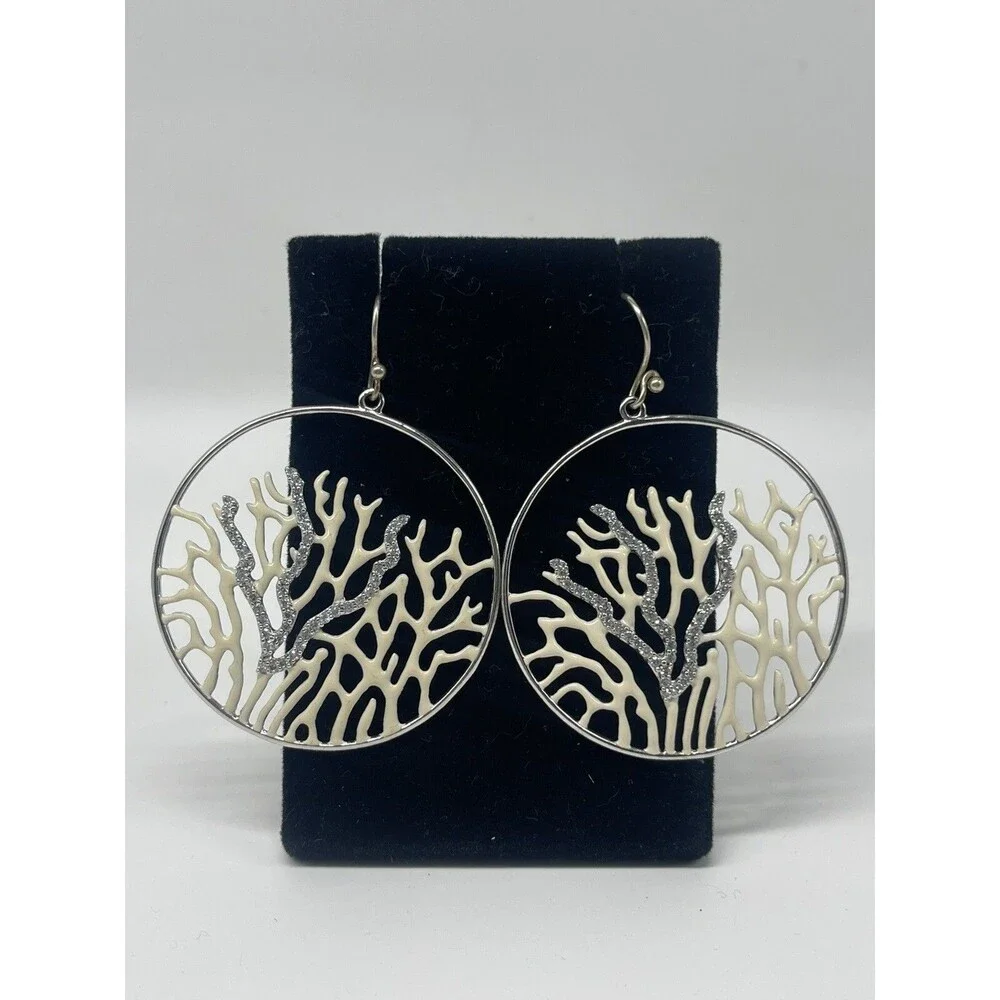 Misis Reef Party Sterling Silver Rhodium Plated Cubic Zirconia Round Earrings